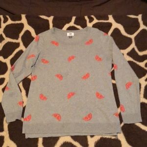 LARGE Gray Sweater with Orange Slices